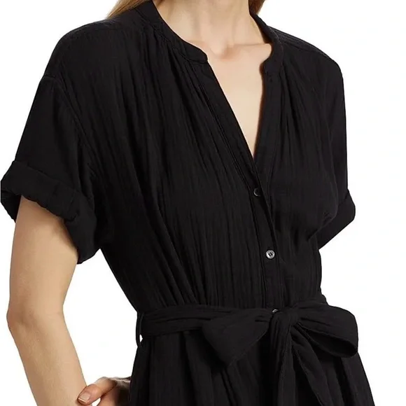 XiRENA Black Midi Dress with Button Detail